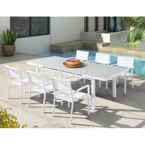 Set da pranzo per mobili da giardino con struttura in alluminio